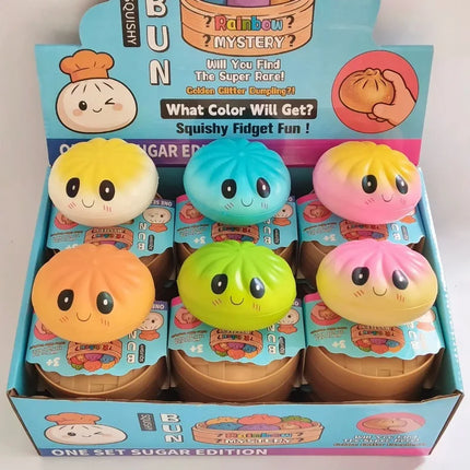 Dumpling Squishies Rainbow Dumpling Squeeze Ball Fidget Toy Mystery Blind Box Pinch Stress Relieve Slow Rebound Ornamnet