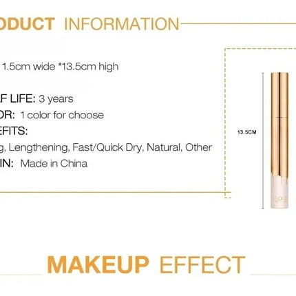3D Mascara Eyelashes Lengthening Black Lash Eyelash Extension Eye Lashes Brush Beauty Makeup Long-wearing Gold Color Mascara