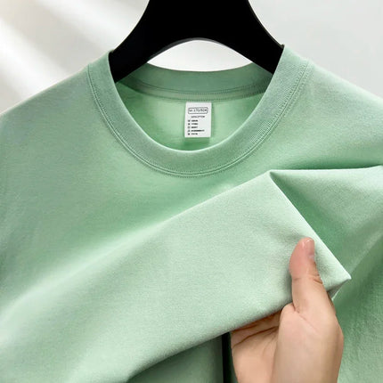 100% Pure Cotton Summer High-end Brand Men's Short Sleeve Round Neck Fashionable Style Half Sleeved Top Breathable T-shirt