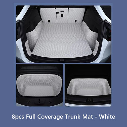 For Tesla Model Y Juniper / 3 Highland 2025-2026 Front Rear Trunk Mat Leather Full Coverage Trunk Both Side Guard Protective Pad