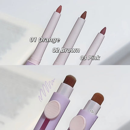 New Lip Liner Pen Matte Lipstick Pen Silver Long Lasting Lip Contouring Non Stick Lipliner Pencil Korean Makeup with Brush