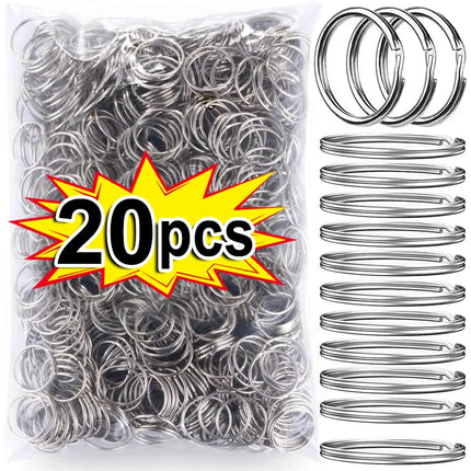 20/200pcs Stainless Steel Key Ring Key Chain 25mm Round Flat Round Split Keychain Polished Metal Blank Circle For DIY Findings