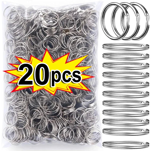 20/200pcs Stainless Steel Key Ring Key Chain 25mm Round Flat Round Split Keychain Polished Metal Blank Circle For DIY Findings