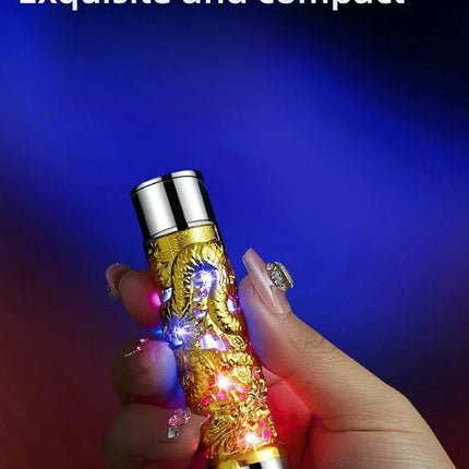 Metal Relief Lantern Inflatable Lighter Portable Windproof Butane Turbine Torch Jet Blue Flame Cigar Tool Fashionable Men's Gift