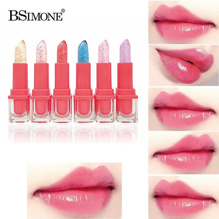 [MP]BSIMONE Glitter Lipstick Lip Balm Color Change Transparent Moisturizing Crystal Jelly Pearlescent Lip Plumper Gloss Cosmetic