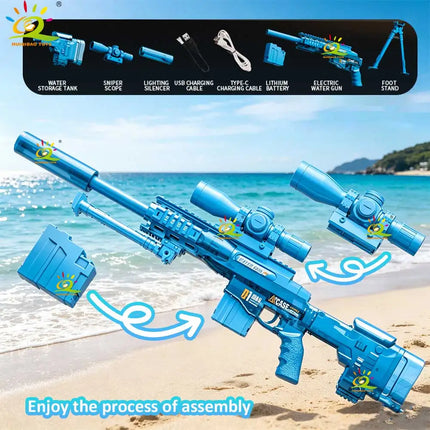 HUIQIBAO 2026 New Ultra-Cool Sniper Electric Water Gun, High-pressure, Multiple Shots, Large Capacity, Summer Beach
