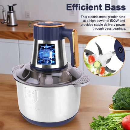 5L Electric Meat Grinder Stainless Steel Food Vegetable Processor Electric Chopper for Ground Beef Deer Chicken