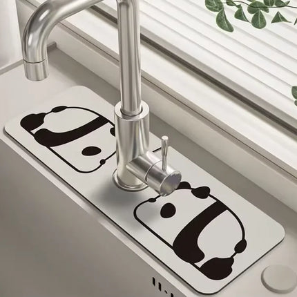 VIKAMA Cartoon Cute Faucet Mat Kitchen Super Absorbent Mat Coffee Machine Drain Mat Drying Mat Quick-Drying Bathroom Drain Mat