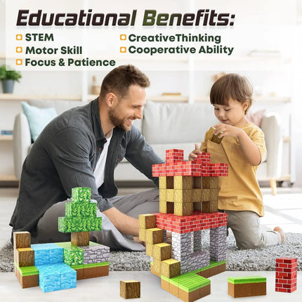 128PCS Magnetic Building Blocks Magnet Cubes Build Construction Stacking Set Toddler Toys STEM Sensory Educational Game Gift