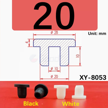 Black T-shaped silicone plug rubber hole cover dust-proof sealing, shock-absorbing foot pad  A-6.8mm~68.6mm