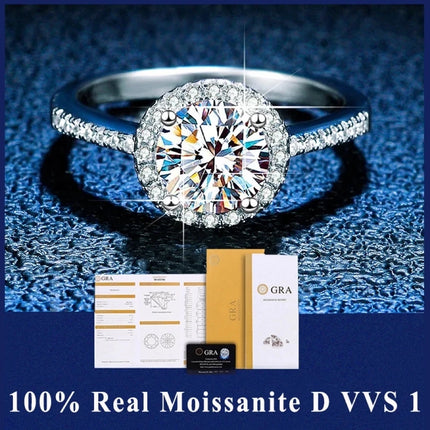 Luxury Women's S925 Silver Rings Fashion Adjustable Size 0.5ct(5mm) GRA Moissanite Ring For Women Jewelry Gift With Boxed