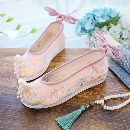 Chasing Moon Hot Sale Of The Season New Style Ming Dynasty Hanfu Shoes National Style Upturned Head Cotton Shoes Ancient Wedding