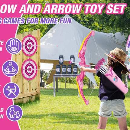 Kids Bow and Arrow Set, LED Light Up Archery Toys Set for Kids Ages 4-8 8-12, with Suction Cup Arrows, Target & Quiver, Boy Girl