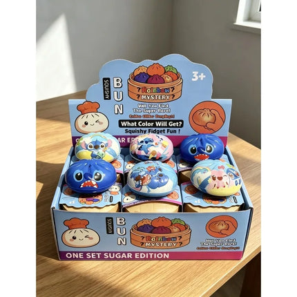 Cartoon Stitch Squishy Bun Fidget Play Toy Slow Rebound Squeeze Toy Mini Steamer Box Pack Kids Cute Collectible Party Present