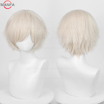 Anime 30cm Short Straight Cosplay Wig Black White Green Brown Purple Blue Gray Red Gold Man Women Heat Resistant Synthetic Hair