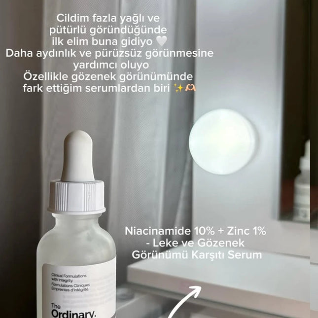 The Ordinary Niacinamide 10% + Zinc 1% Serum 30ml Essence Suitable for Acne-prone Skin Can Smooth Brighten Support The Skin