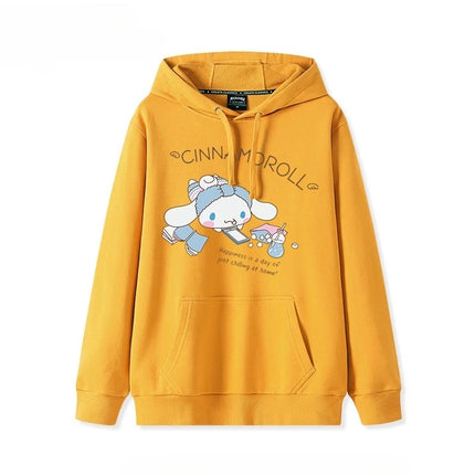 Korean Cute Cinnamoroll Hook Haze Blue Hooded Sweater Cute Girl Loose Versatile Girlfriend College Style Loose Long Sleeve Top