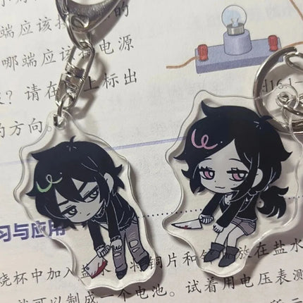 Game The Coffin of Andy and Leyley Cosplay Keychain Keyring Kawaii Acrylic 2Pcs/set Key Chain Bag Accessories Ornament Prop