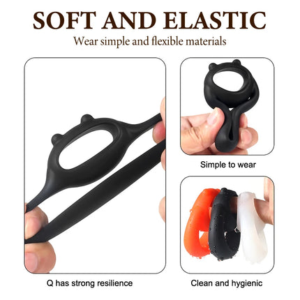 【SA】【SA】1Pc Silicone Penis Ring Bear Cock Ring Dick Scrotum Ball Stretcher Erection Cockring Ejaculation Delay Sex Toys For Men