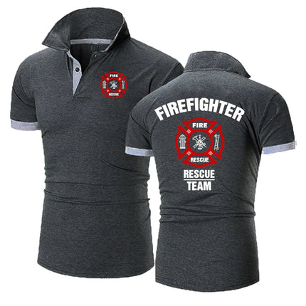 Firefighter Rescue Team Polo Shirt Fashion Men's Summer Short Sleeve High Quality Casual All-Match Slim Fit Polo Shirts Tops