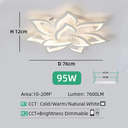 IRALAN Nordic Minimalist Ceiling Light With Remote Control Living Room Modern Creative Petal Design Ceiling Lamp Fixture Bedroom