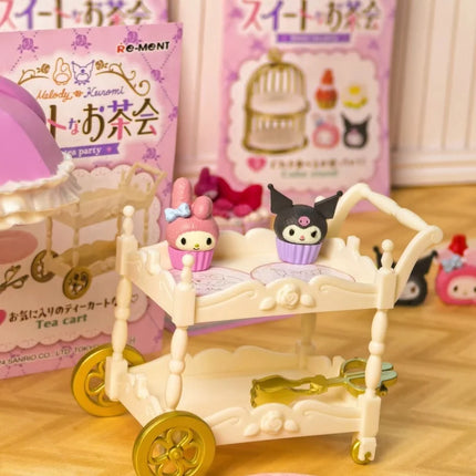 Original Re-Ment Sanrio Miniature Scene Kuromi Melody Afternoon Tea Party Dessert Blind Box   Anime Character Toys Decoration