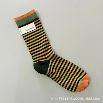 Bonne Maison French Small Batch Women's Fun Oil Painting Style Mid-Calf Cotton Dopaamine Colorful Socks Moisture Wicking Sweat
