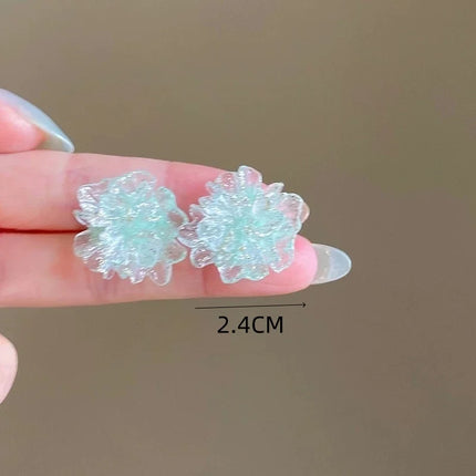 Big White Camellia Flower Stud Earring Female Simple Exaggerated Resin Ear Jewelry Wedding Best Friend Christmas Gift