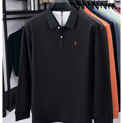 High-end brand 100% cotton long sleeve polo shirt, fashion luxury, pony embroidery, business casual comfort, new Paul men's T-shirt