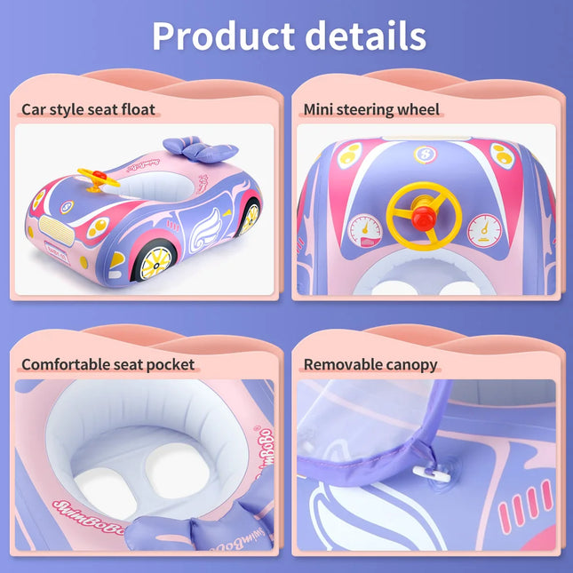 Kids Car Swimming Seat Float Ring Inflatable Infant Floating For Summer Swim Boat Circle Bathing Water Toy with