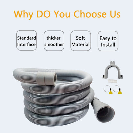 1pc Washing Machine And Dishwasher Drain Pipe Kit, Including Flexible Corrugated Pipe, Extension Adapter And Hose Clamp
