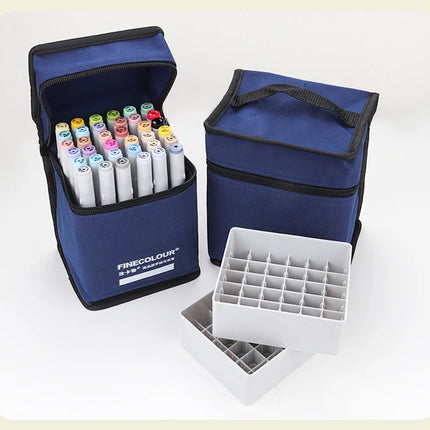 FINECOLOUR Large Capacity Zipper Pen Bag Art Markers Canvas Storage Navy Blue Bag Hold With base 120/168/240Pcs Markers Pen