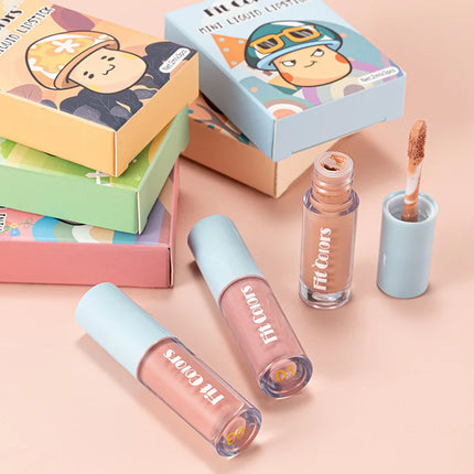 Cute Lipstick Set 3pcs/set Velvet Matte Waterproof Red Nude Black Lip Stick Tint Makeup Mini Lip Gloss Kit Plumping Lip Oil Set