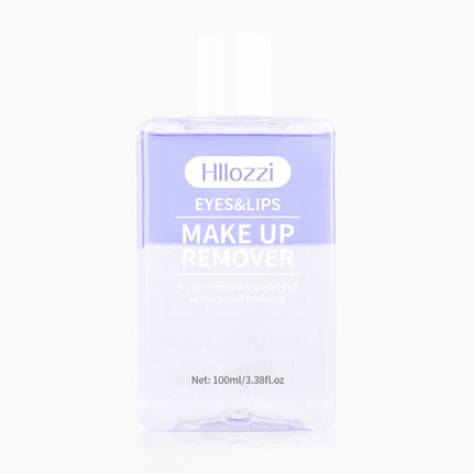 Hllozzi 100ml lip and eye makeup remover mild and non-irritating quickly removes makeup, deep cleansing water-oil makeup remover