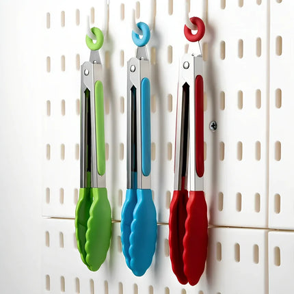 Anti Slip Cooking Serving Tongs Stainless Steel Food Clip Bread Salad Tong Heat-Resistant Barbecue Clips Kitchen Cooking Tool