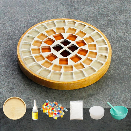 Handmade DIY Mosaic Cup Mat Bottom Bamboo Pad Early Education Free Creation Handicraft Toys