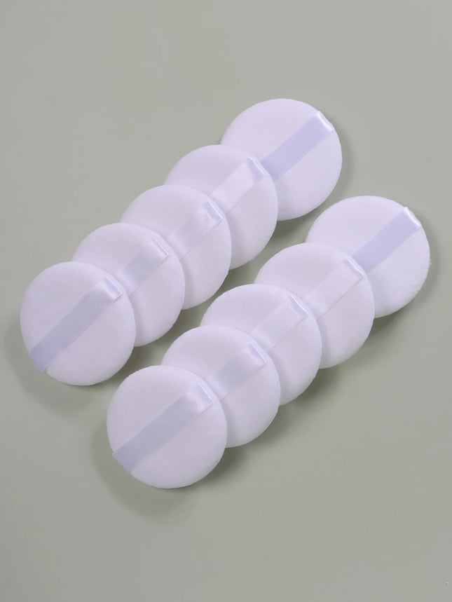 2-5-10-20Pcs Portable and Practical High-Grade White Round Powder Puff for Base and Setting Makeup