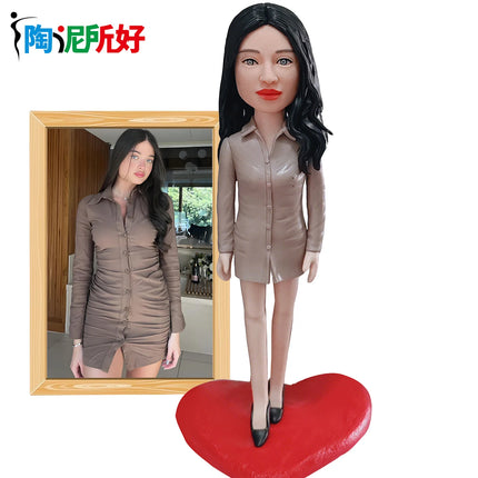 Clay Doll Bobbleheads Figurines,full body Customized,Wedding anniversary gift for wife,Personalized Doll Sculptures with Photos