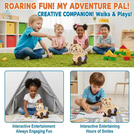 Children's electronic musical toy cartoon electric sounding toy tiger toy with sound flashing lights singing dancing functions