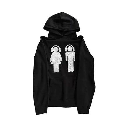 American retro y2k millennial dark print hoodie, long-sleeved pullover hoodie, autumn and winter vintage street fashion coat emo