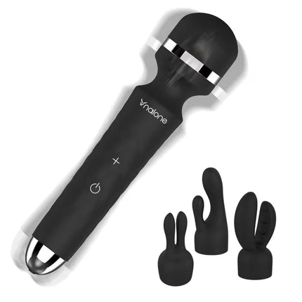 Nalone Powerful Vibrator Optional 3 Nozzles USB Recharge Magic Wand AV Vibrator Massager Vibration Dildo Adult 18+ Women Sex Toy