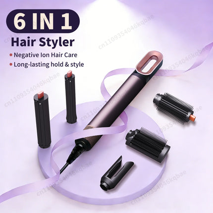 6 IN 1 Multil Hair Styler 1500W Hair Dryer Brush with Auto Wrap Curls (L/R) Fast Drying Frizz-Free Volume Hair Styler Set Gift