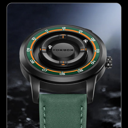 FOXBOX Watch Planet Design Fashion Floating Magnetic Pointer Free Ball Bearing Creative Simple Waterproof Quartz Watch for Men