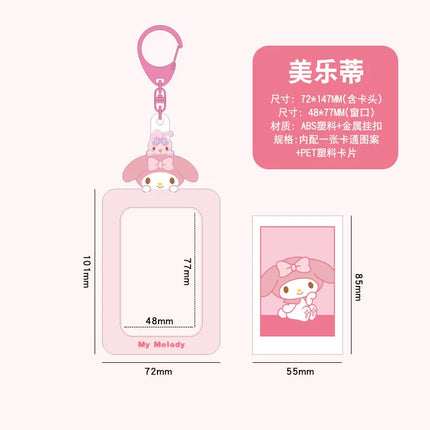 Sanrios Gudetama Keychain with Photo Card Holder Anime Keroppi Tuxedosam Photocard Holder Key Ring Accessory for Bag Backpack
