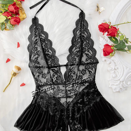 Push Up Women's Hollow Erotic Lingerie Set Lace Transparent Underwear Slim Fit Erotic Bra Set Lace Sexy Fashion Sleepwear Dress