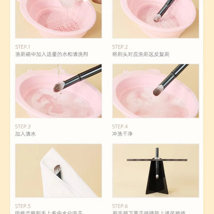 6pcs Portable Mini Makeup Brush Set with Detachable Travel Contour Concealer Brush,Eyeshadow Brush and Double-ended Makeup Brush