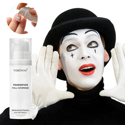 White Liquid Foundation Blending Pure-15ml Silky Creamy Matte Long-Wearing Transfer-Resistant for Stage Cosplay Halloween Makeup