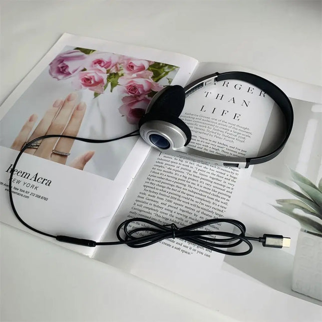Fashion Retro Classic Headset Y2K Wired Headphone 3.5mm Type C Over Ear Earbud