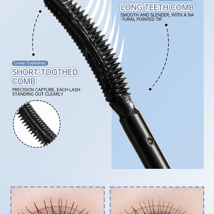 MACKANDY 4D Curling Thickening Black Mascara Waterproof Sweatproof Defined Lashes & All-Day Hold for Eyelash Extensions & Makeup