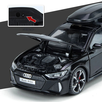 1/32 Audi RS6 Toy Car Model with Sound Light Doors Opened Alloy Diecast Model Vehicle Collection Toy for Boy Adult Festival Gift